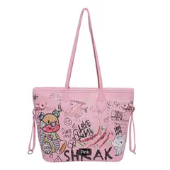 GENERICO - Bolso Mediano Street Art Rosado Para Mujer En Cuero Sintetico Excelente Calidad