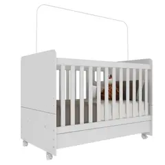 AKIVOY - Cuna Bunny 3 En 1 Con Ruedas + Colchon Color Blanco