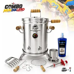 QUE ASADOR - Combo Mundialero, Asador de barril Ahumador mini 10LB
