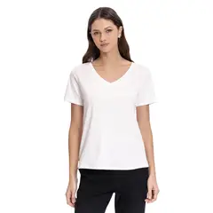 TOTTO - Camiseta Cuello En V Unicolor Viny Blanco Para Mujer
