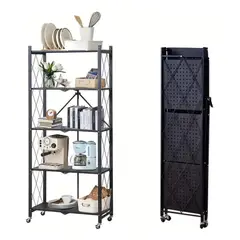 GENERICO - Organizador De 5 Niveles Acero Negro Plegable 150kg Negro