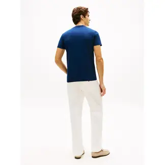 TOMMY HILFIGER - Camiseta azul de tejido interlock con corte slim
