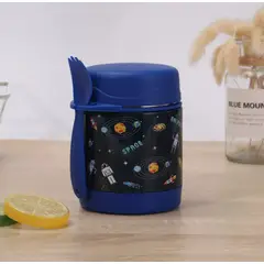 GENERICO - Contenedor Acero Inoxidable Infantil Espacio + Cuchara, Bebidas Frías y Calientes