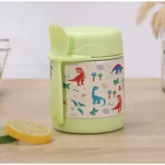 GENERICO - Contenedor Acero Inoxidable Infantil Dinosaurio + Cuchara, Bebidas Frías y Calientes