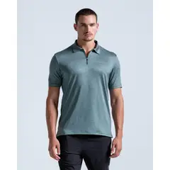 RACKETBALL - Polo Elite Deportiva Panel Transpirable, Color Verde Jaspe Para Hombre