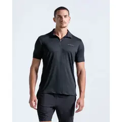 RACKETBALL - Polo Elite Deportiva Panel Transpirable, Color Negro Para Hombre