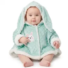BABY KDS - Ruana para Bebé Capucha de Conejito Verde 3 -12 Meses