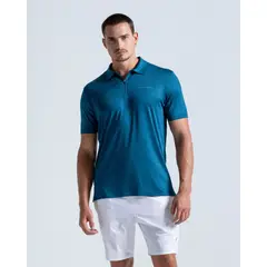 RACKETBALL - Polo Elite Deportiva Panel Transpirable, Color Petróleo Jaspe Para Hombre