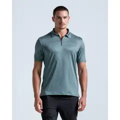 RACKETBALL - Polo Elite Deportiva Panel Transpirable, Color Verde Jaspe Para Hombre