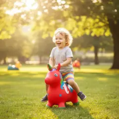 INFANTILES CAJUROMIX - Unicornio Saltarín Inflable Infantil Multicolor Ref 332 Rojo