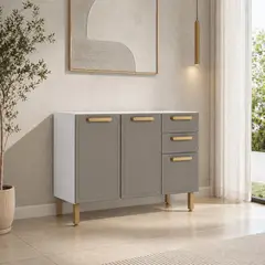 BERTOLINI - Mueble inferior de cocina sin mesón 86x120x48cm 3 puertas 2 cajones Pecan