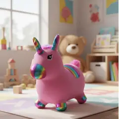 INFANTILES CAJUROMIX - Unicornio Saltarín Inflable Con Pijama Sonido Luz Fucsia Ref. 337