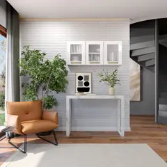 BERTOLINI - Gabinete superior de cocina 52x120x28cm en Acero 3 puertas con vidrios Blanco