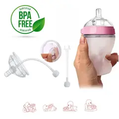 ONLYBABY - Biberón De 5 Onz 150 Ml Bebe De Silicona Only Baby Rosado