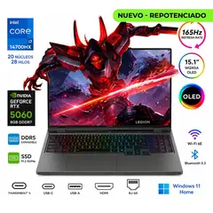 Lenovo - Portátil Gamer Legion 15IRX10 Intel Core i7 14700HX RAM 64GB SSD 4 TB RTX 5060 8 GB 165Hz