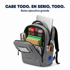 MULTIBAGS - BOLSO ELEGANTE PARA ESTUDIO O TRABAJO CON GRAN ESPACIO COLOR GRIS
