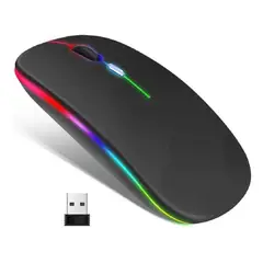 EPIK - Mouse Inalambrico Recargable Silencioso Ultrafino Rgb W51 Negro