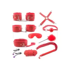 GENERICO - Kit erótico Bondage Sado sexual 10 piezas Rojo BDSM parejas