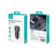 USAMS - Cargador para Auto Dual USB-A + USB-C 60W US-CC283