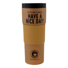 GENERICO - Termo Mug Café 600ml 21x8.5cm Acero Inoxidable Con Agarre De Silicona ¡Bebidas Calientes Siempre