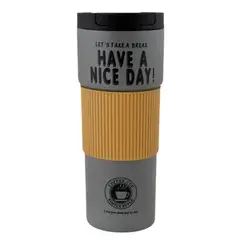 GENERICO - Termo Mug Café 600ml 21x8.5cm Acero Inoxidable Con Agarre De Silicona ¡Bebidas Calientes Siempre