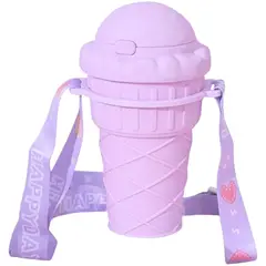 GENERICO - Botilito Paleta Helado 500ml 18x6cm Con Pitillo y Correa ¡La Hidratación Más Divertida para Niñas