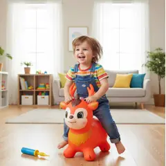 INFANTILES CAJUROMIX - Saltarín Reno Inflable Con Luz Y Sonido Naranja Ref. 335