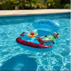 INFANTILES CAJUROMIX - Flotador Infantil Tipo Carrito Con Volante Azul Ref 139