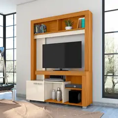 MUEBLES 2020 - Centro de Entretenimiento para Tv hasta 50" Flag Canela/Blanco Apagado