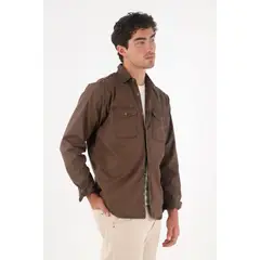 TENNIS - Camisa tipo chaqueta café para hombre