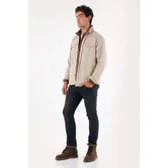 TENNIS - Camisa tipo chaqueta café para hombre