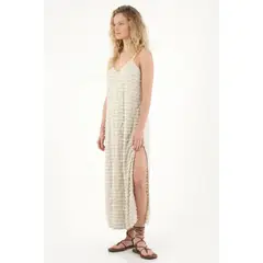TENNIS - Vestido largo con boleros crudo con textura suave para mujer