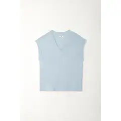 TOPMARK - Camiseta con escote en V azul para mujer