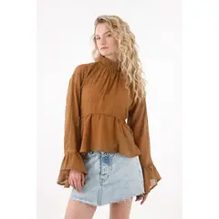 TENNIS - Camisa de manga larga con bolero café para mujer