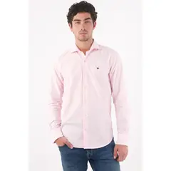 TENNIS - Camisa fit clásico con logo bordado en algodón rosa claro para hombre
