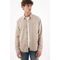 TENNIS - Camisa para hombre de algodón beige fit relajado con acabado lavado