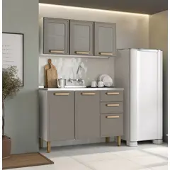 BERTOLINI - Cocina Integral en acero 191x120x48cm con lavaplatos central Pecan