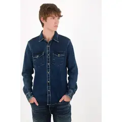 TENNIS - Camisa ajuste clásico con costuras contrastadas en denim para hombre