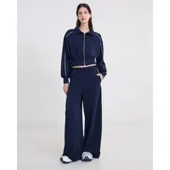 ATMOS - Pantalón Amplio Básico Con Venas Plush Para Mujer Azul