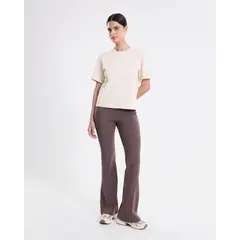 ATMOS - Camiseta Manga Corta Amplia Esencial Para Mujer Beige