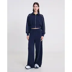 ATMOS - Buzo Full Zipper Piping Plush Para Mujer Azul