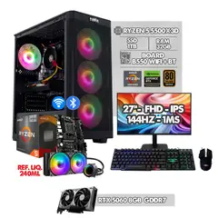 AMD - PC GAMER RYZEN 5 5500X3D - RTX 5060 - MONITOR 27" 144HZ FHD - RAM 32GB SSD 1TB IDEAL PARA GAMING
