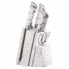 TECNOHOGAR JS - Juego Cuchillos Acero Bass 8 Pcs Base Giratoria Diseño Premium