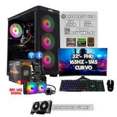AMD - PC GAMER RYZEN 5 5500X3D - RTX 5060 - MONITOR 32" 165HZ FHD - RAM 32GB SSD 512GB IDEAL PARA GAMING