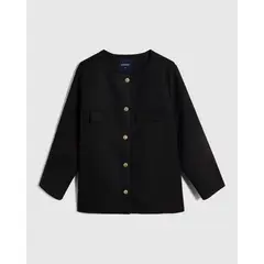 PATPRIMO - Chaqueta Unicolor Con Botones Para Mujer Curvy Para Mujer Negro