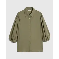 PATPRIMO - Camisa Con Mangas Globo Para Mujer Curvy Para Mujer Verde