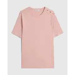 PATPRIMO - Camiseta Con Botones En Hombro Para Mujer Curvy Para Mujer Rosado