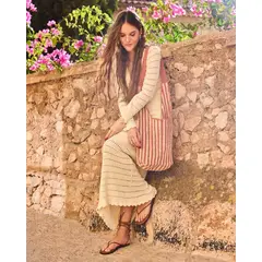 PATPRIMO - Vestido Largo Tejido Con Calados Para Mujer Para Mujer Amarillo
