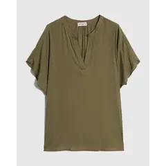 PATPRIMO - Blusa Escote En V Con Manga Corta Para Mujer Curvy Para Mujer Verde