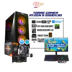 AMD - PC GAMER R5 5500X3D + RTX 5060 / BOARD B550 W+BT / RAM 32GB / SSD 512GB / 700W + Monitor 24" 120Hz